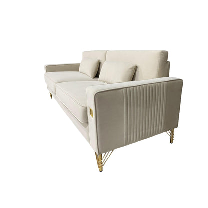 Velvet 3-seater Sofa with Gold Accents