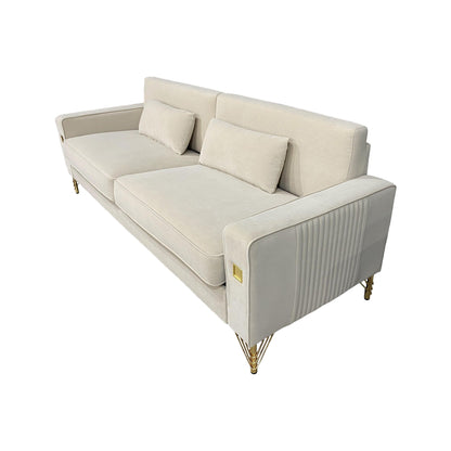 Velvet 3-seater Sofa with Gold Accents
