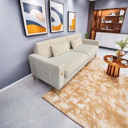 Velvet 3-seater Sofa with Gold Accents