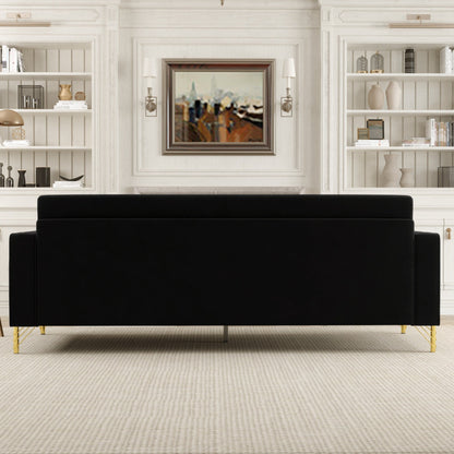 Velvet 3-seater Sofa with Gold Accents