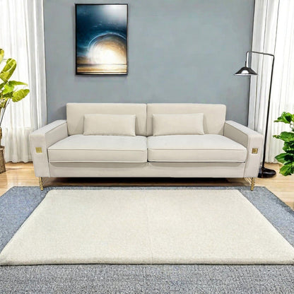 Velvet 3-seater Sofa with Gold Accents