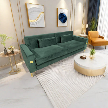 Velvet 3-seater Sofa with Gold Accents