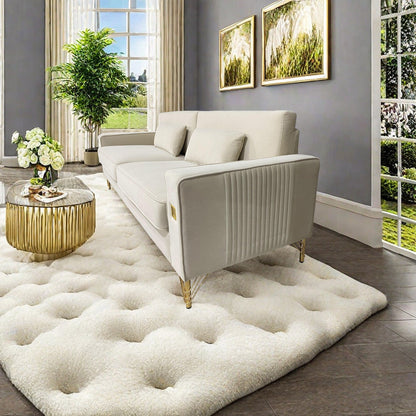 Velvet 3-seater Sofa with Gold Accents