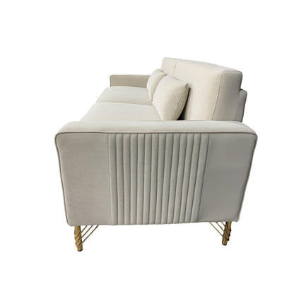 Velvet 3-seater Sofa with Gold Accents
