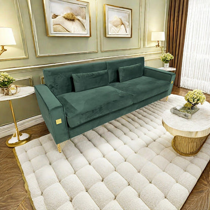 Velvet 3-seater Sofa with Gold Accents