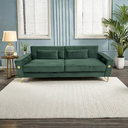 Velvet 3-seater Sofa with Gold Accents