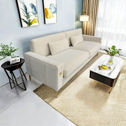 Velvet 3-seater Sofa with Gold Accents