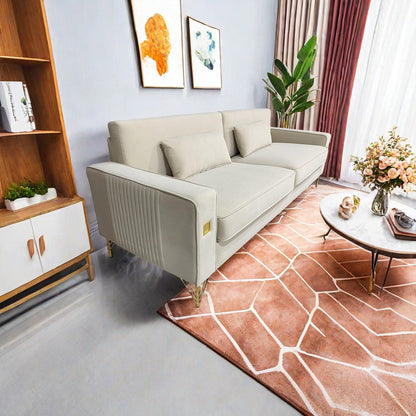 Velvet 3-seater Sofa with Gold Accents