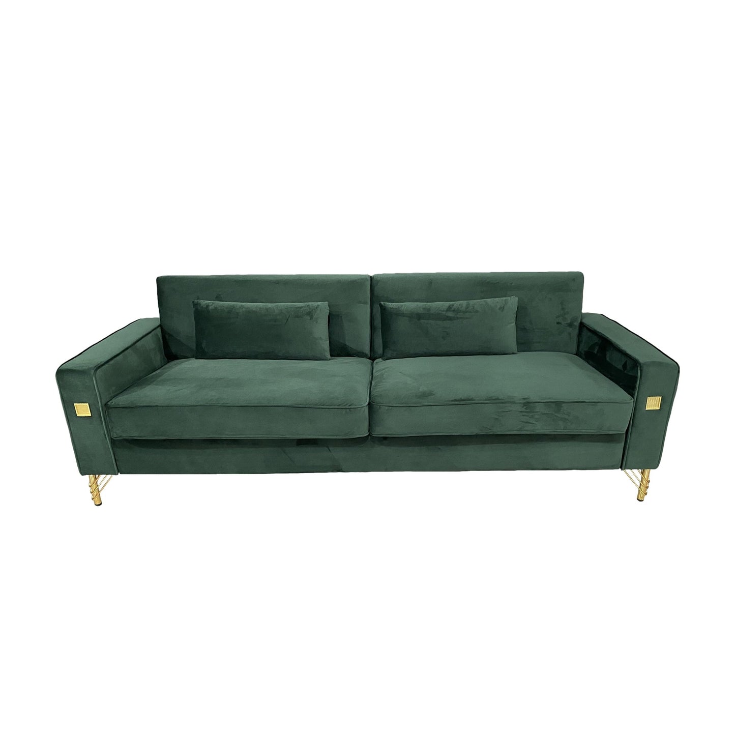 Velvet 3-seater Sofa with Gold Accents