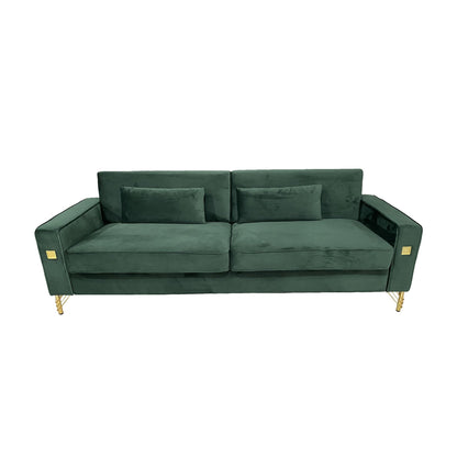 Velvet 3-seater Sofa with Gold Accents