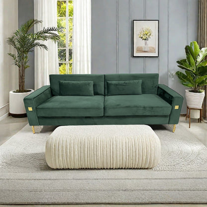 Velvet 3-seater Sofa with Gold Accents