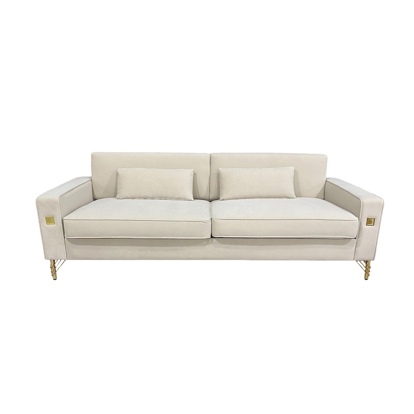 Velvet 3-seater Sofa with Gold Accents