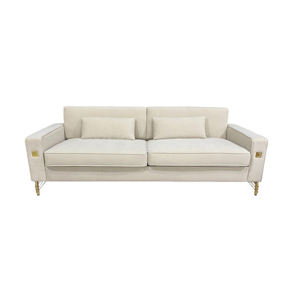 Velvet 3-seater Sofa with Gold Accents