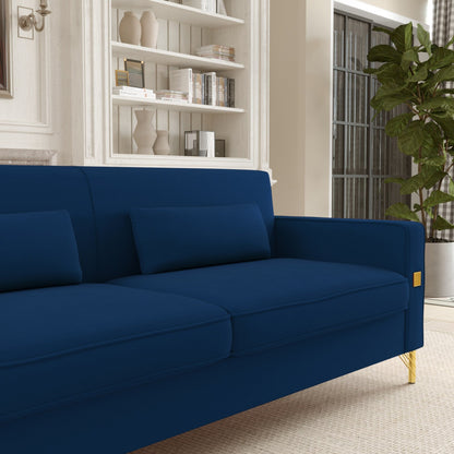 Velvet 3-seater Sofa with Gold Accents