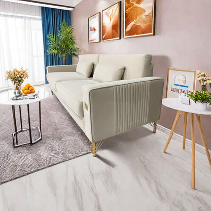 Velvet 3-seater Sofa with Gold Accents