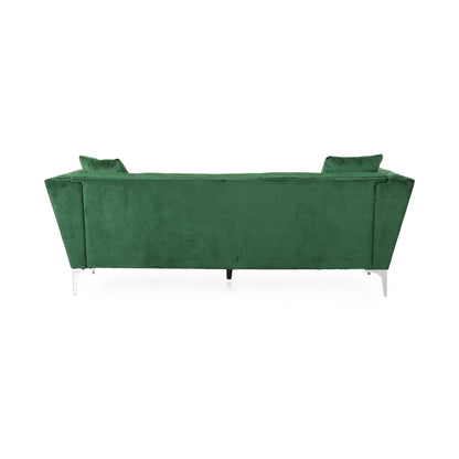 Velvet 3-seater Sofa with Pillows and Sturdy Frame