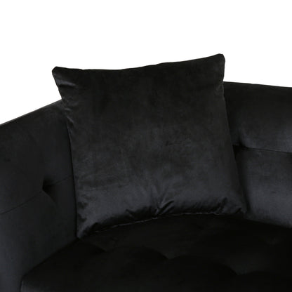 Velvet 3-seater Sofa with Pillows and Sturdy Frame