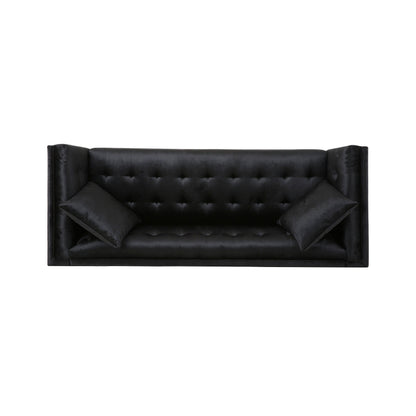 Velvet 3-seater Sofa with Pillows and Sturdy Frame