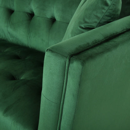 Velvet 3-seater Sofa with Pillows and Sturdy Frame