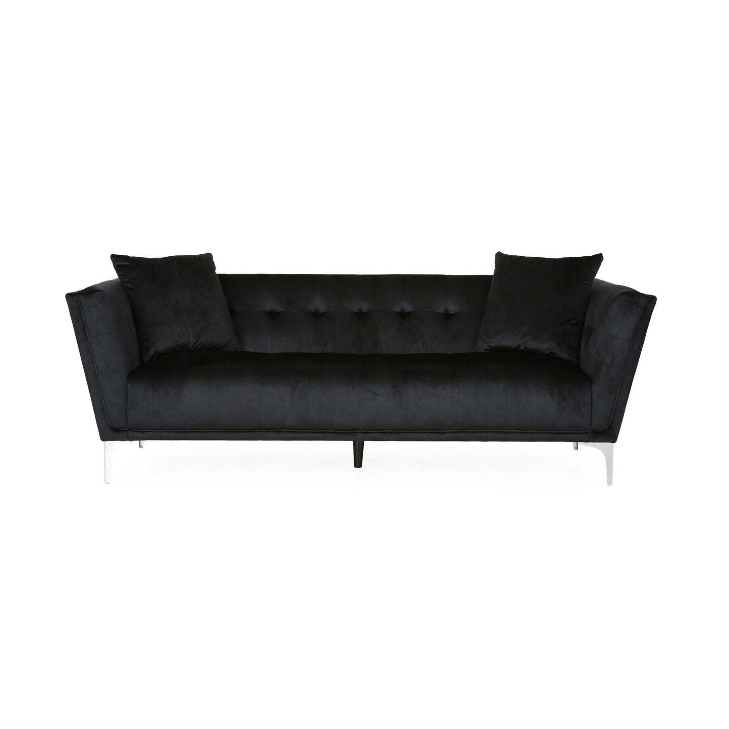 Velvet 3-seater Sofa with Pillows and Sturdy Frame