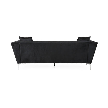Velvet 3-seater Sofa with Pillows and Sturdy Frame