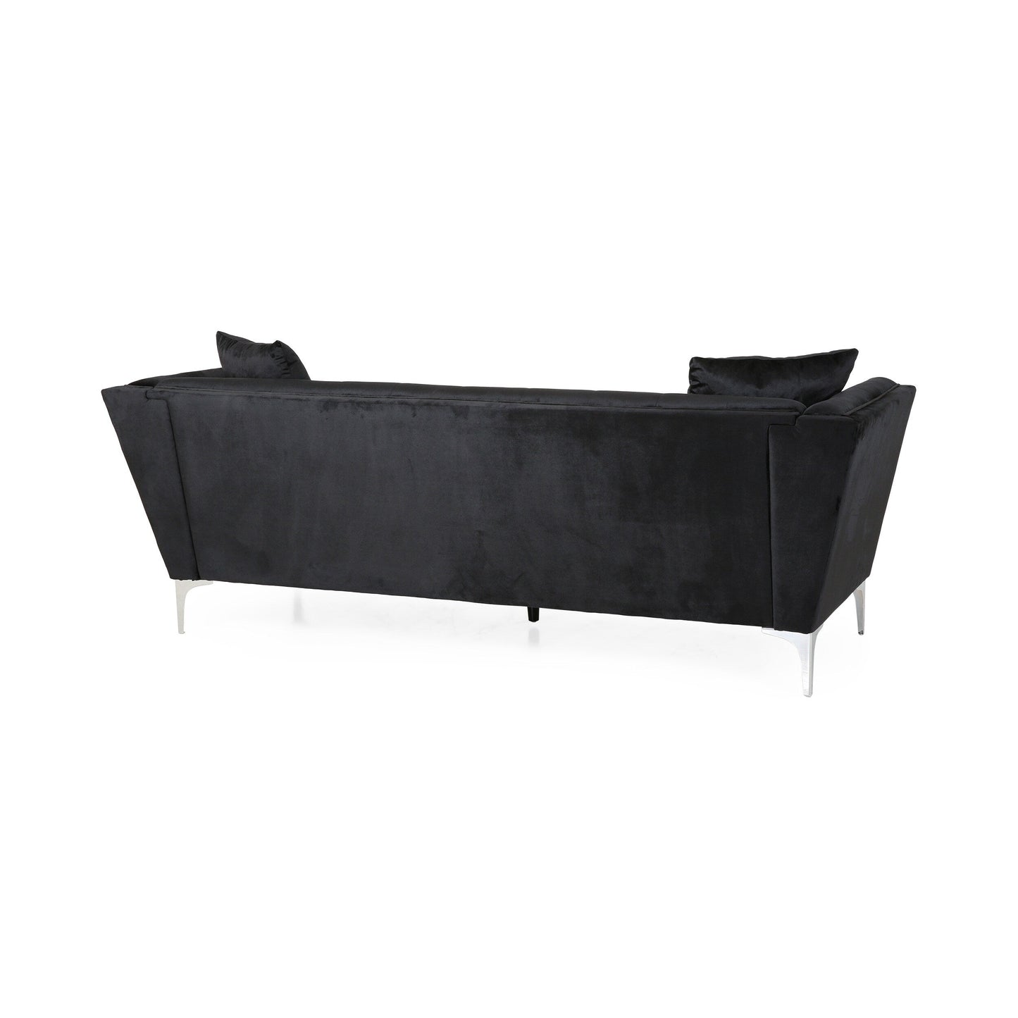 Velvet 3-seater Sofa with Pillows and Sturdy Frame