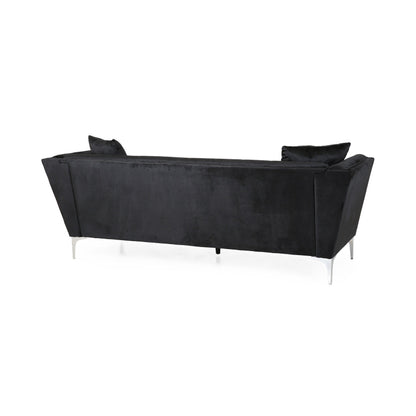 Velvet 3-seater Sofa with Pillows and Sturdy Frame
