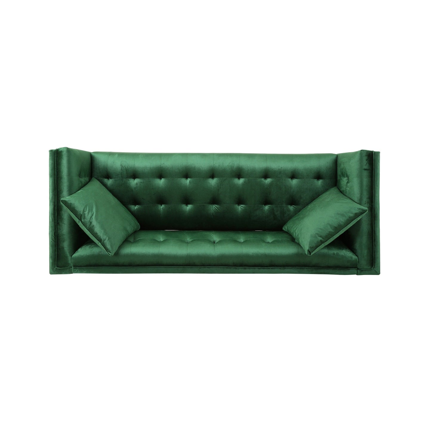 Velvet 3-seater Sofa with Pillows and Sturdy Frame