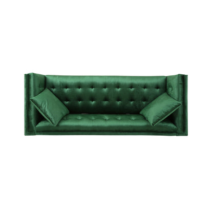 Velvet 3-seater Sofa with Pillows and Sturdy Frame