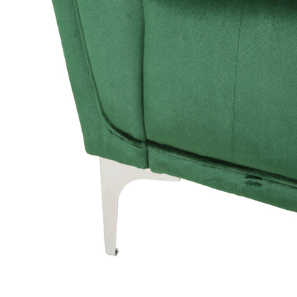 Velvet 3-seater Sofa with Pillows and Sturdy Frame