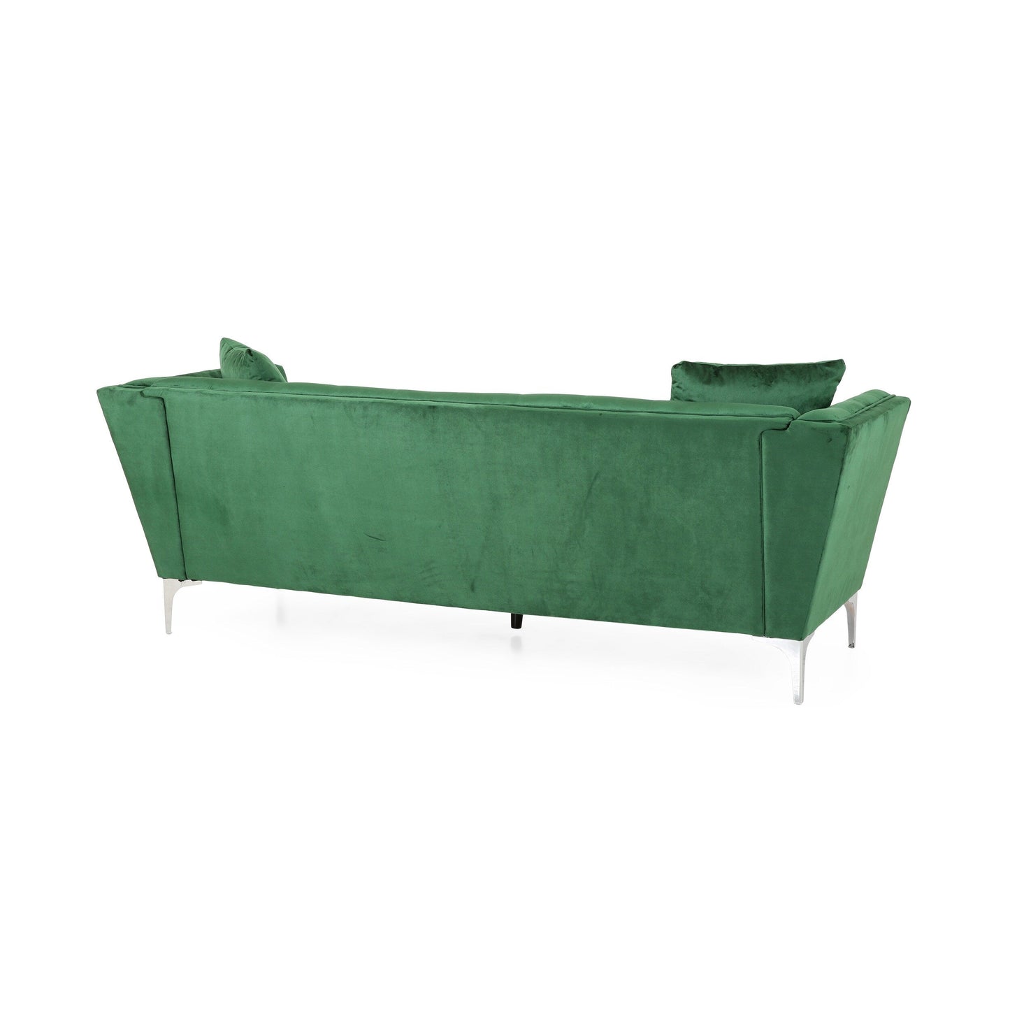 Velvet 3-seater Sofa with Pillows and Sturdy Frame