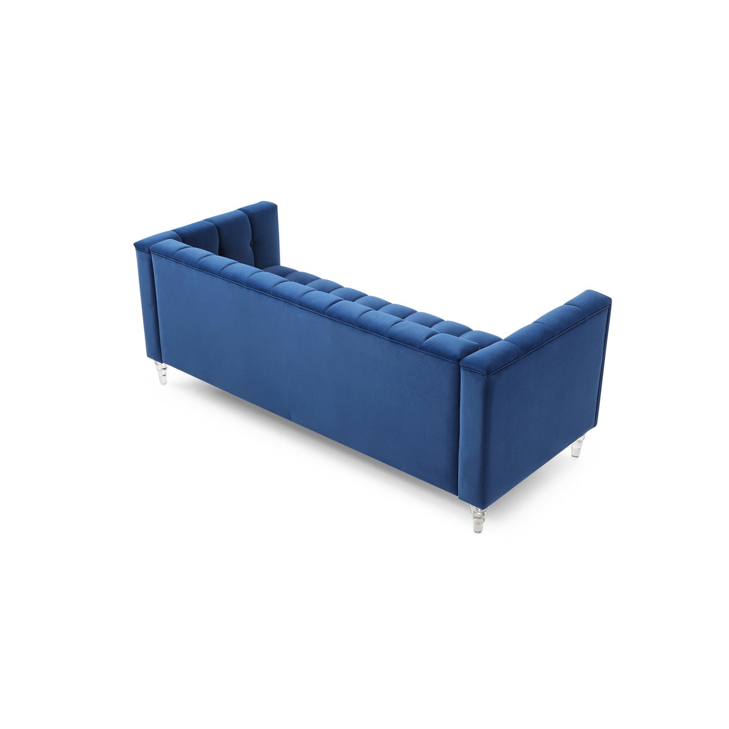 Velvet 3-seater Sofa with Transparent Legs and Tufted Back