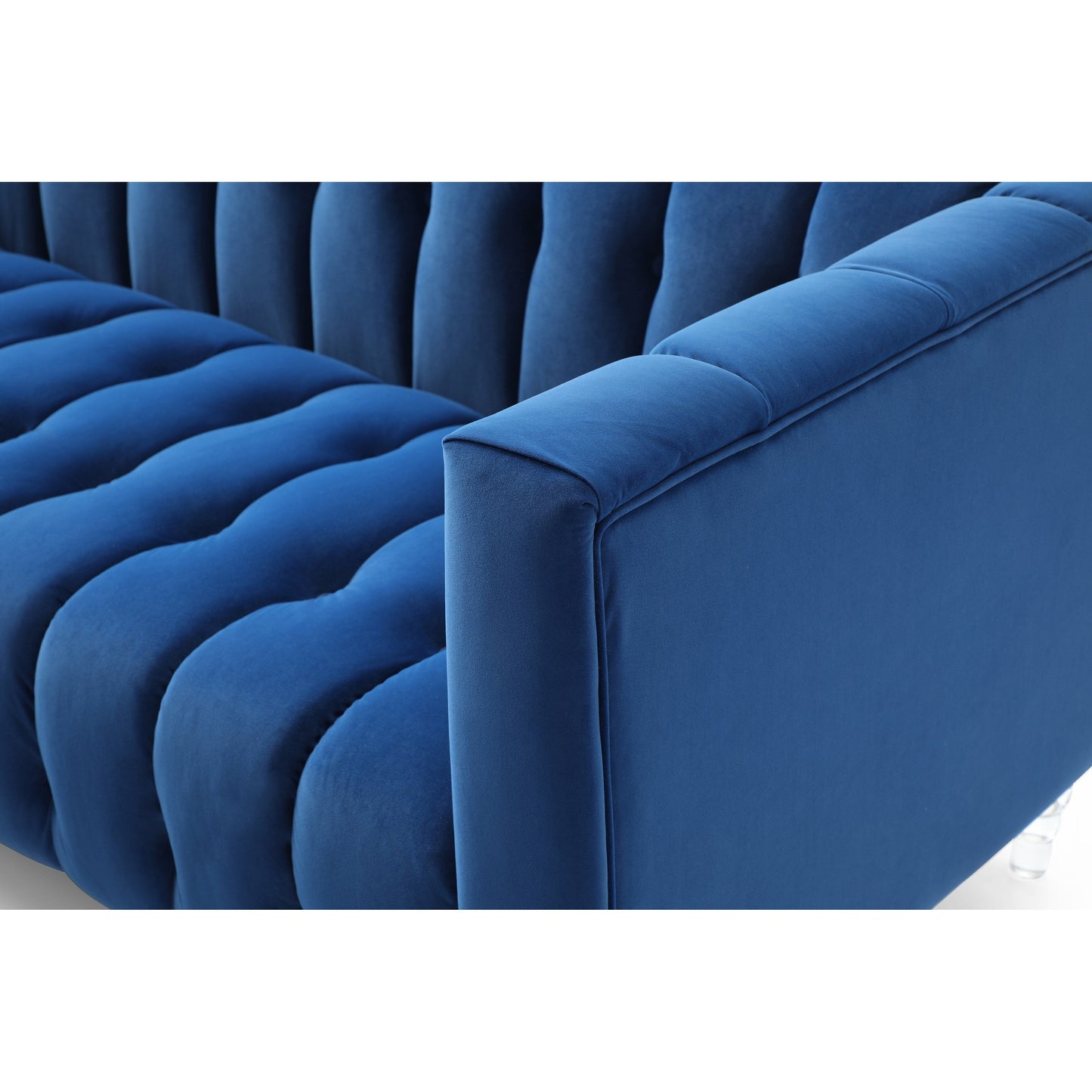 Velvet 3-seater Sofa with Transparent Legs and Tufted Back