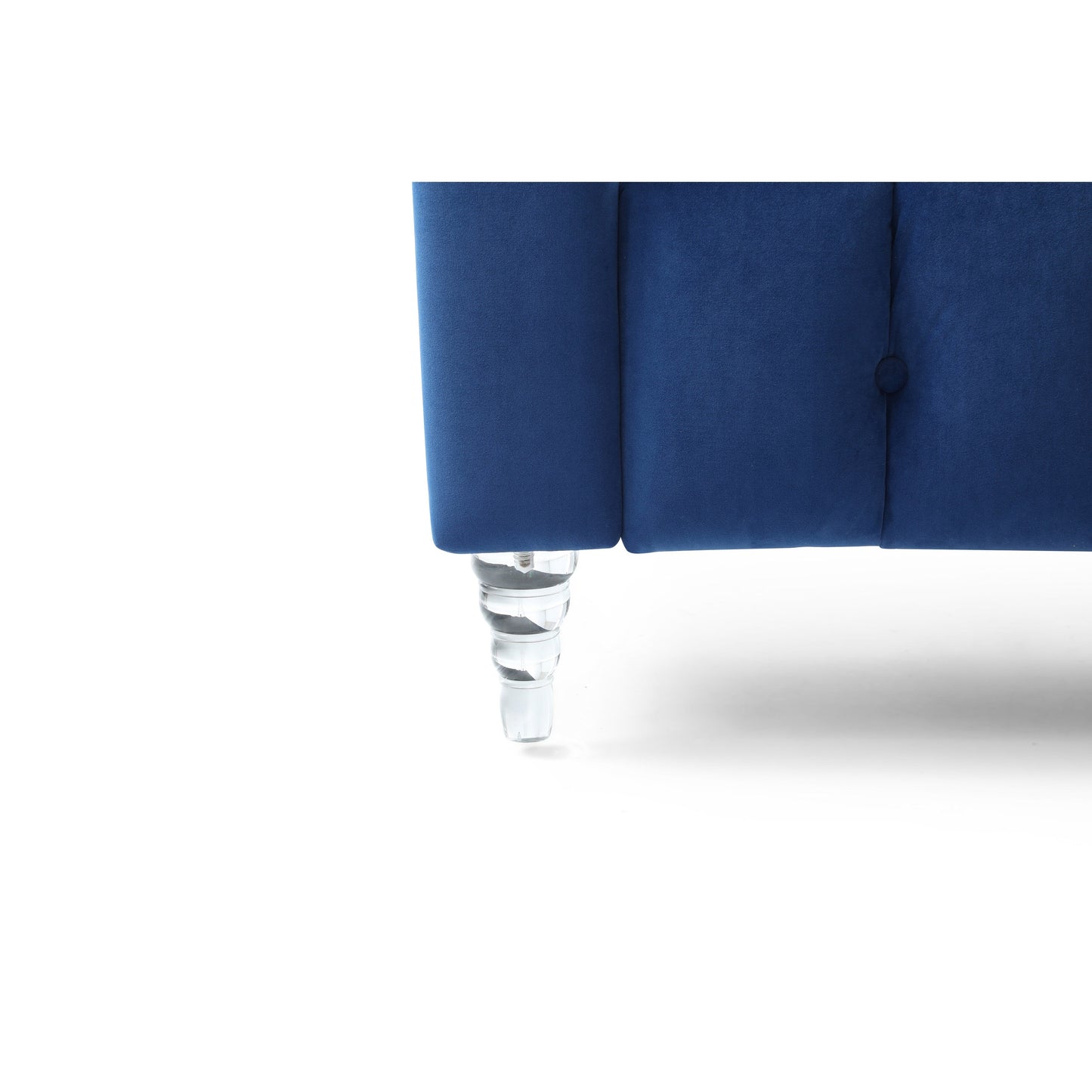 Velvet 3-seater Sofa with Transparent Legs and Tufted Back