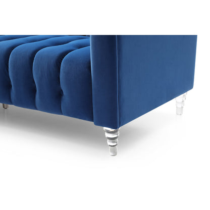 Velvet 3-seater Sofa with Transparent Legs and Tufted Back