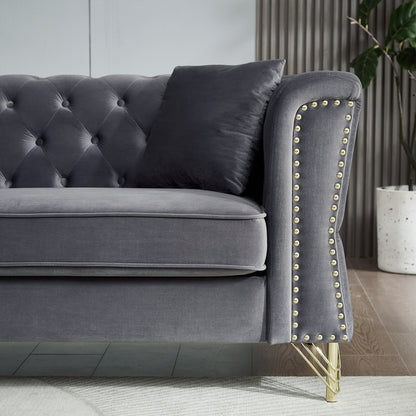 Velvet 3-seater Sofa with Tufted Couch