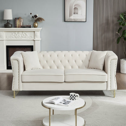 Velvet 3-seater Sofa with Tufted Couch