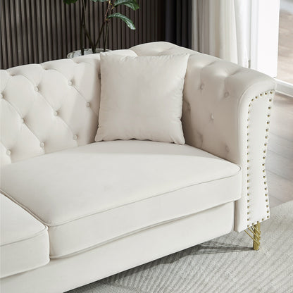 Velvet 3-seater Sofa with Tufted Couch