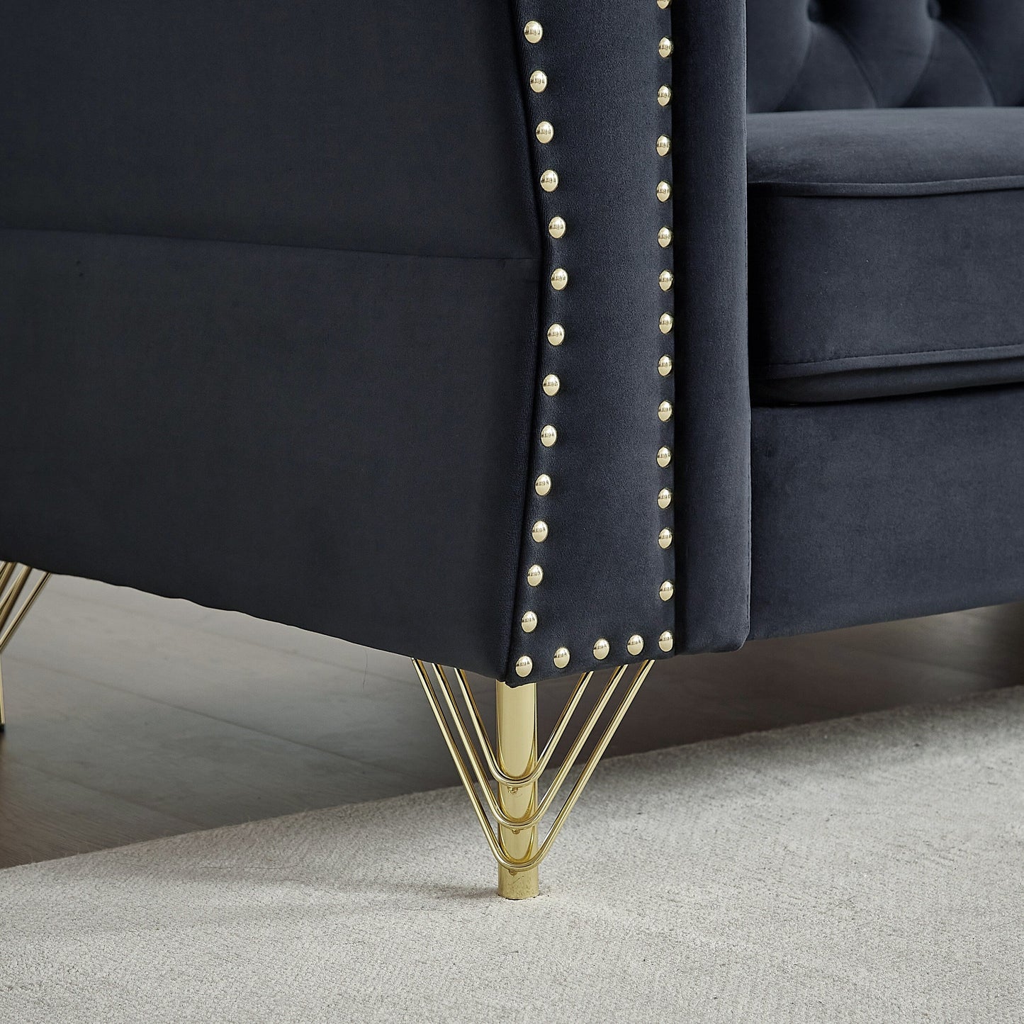 Velvet 3-seater Sofa with Tufted Couch