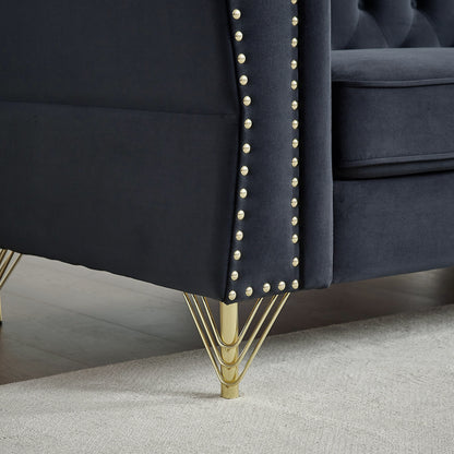 Velvet 3-seater Sofa with Tufted Couch
