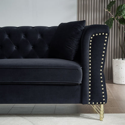 Velvet 3-seater Sofa with Tufted Couch