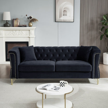 Velvet 3-seater Sofa with Tufted Couch
