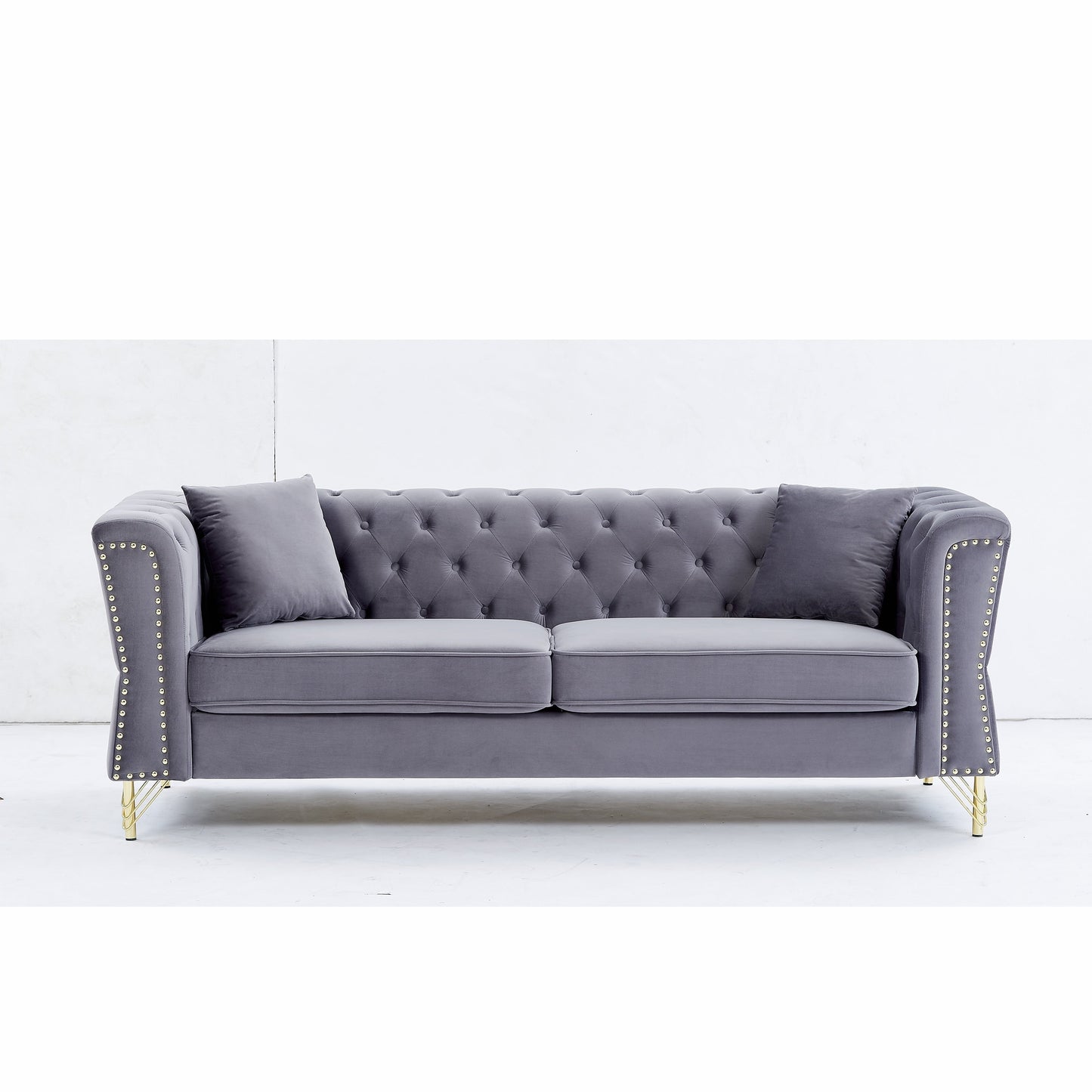 Velvet 3-seater Sofa with Tufted Couch