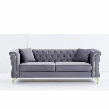 Velvet 3-seater Sofa with Tufted Couch
