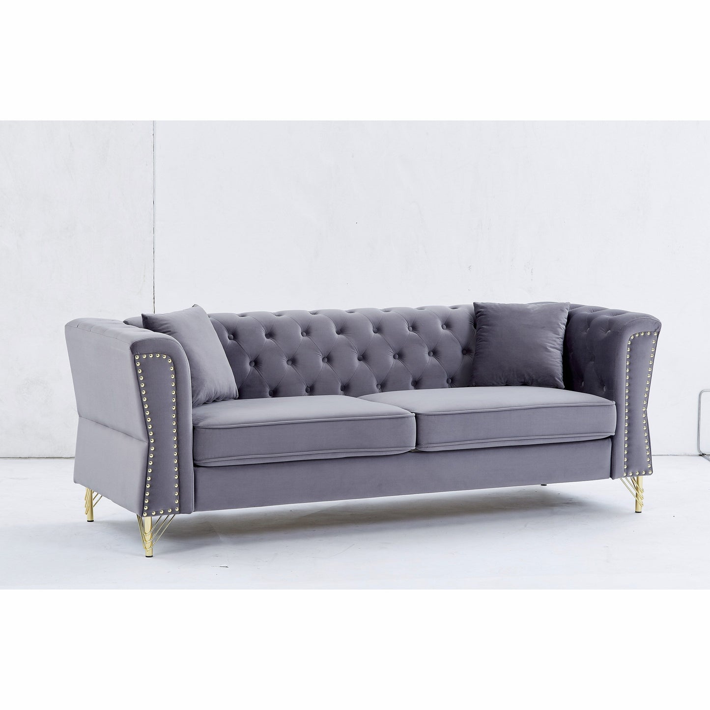 Velvet 3-seater Sofa with Tufted Couch