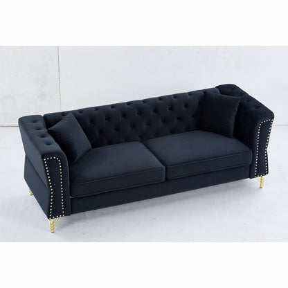 Velvet 3-seater Sofa with Tufted Couch