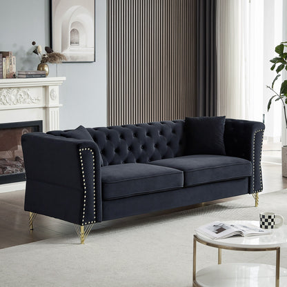 Velvet 3-seater Sofa with Tufted Couch
