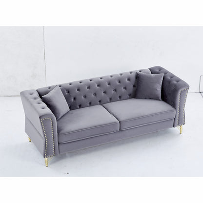 Velvet 3-seater Sofa with Tufted Couch