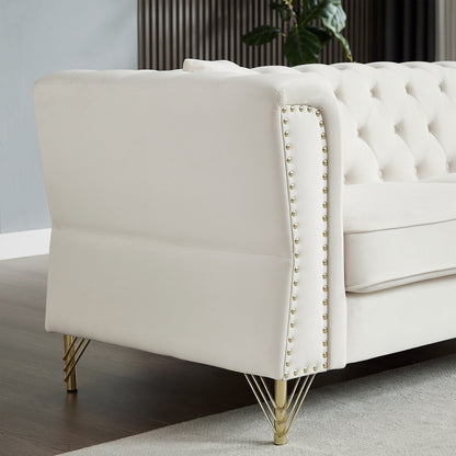 Velvet 3-seater Sofa with Tufted Couch