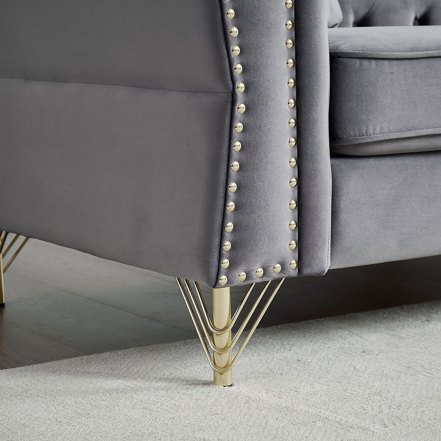 Velvet 3-seater Sofa with Tufted Couch